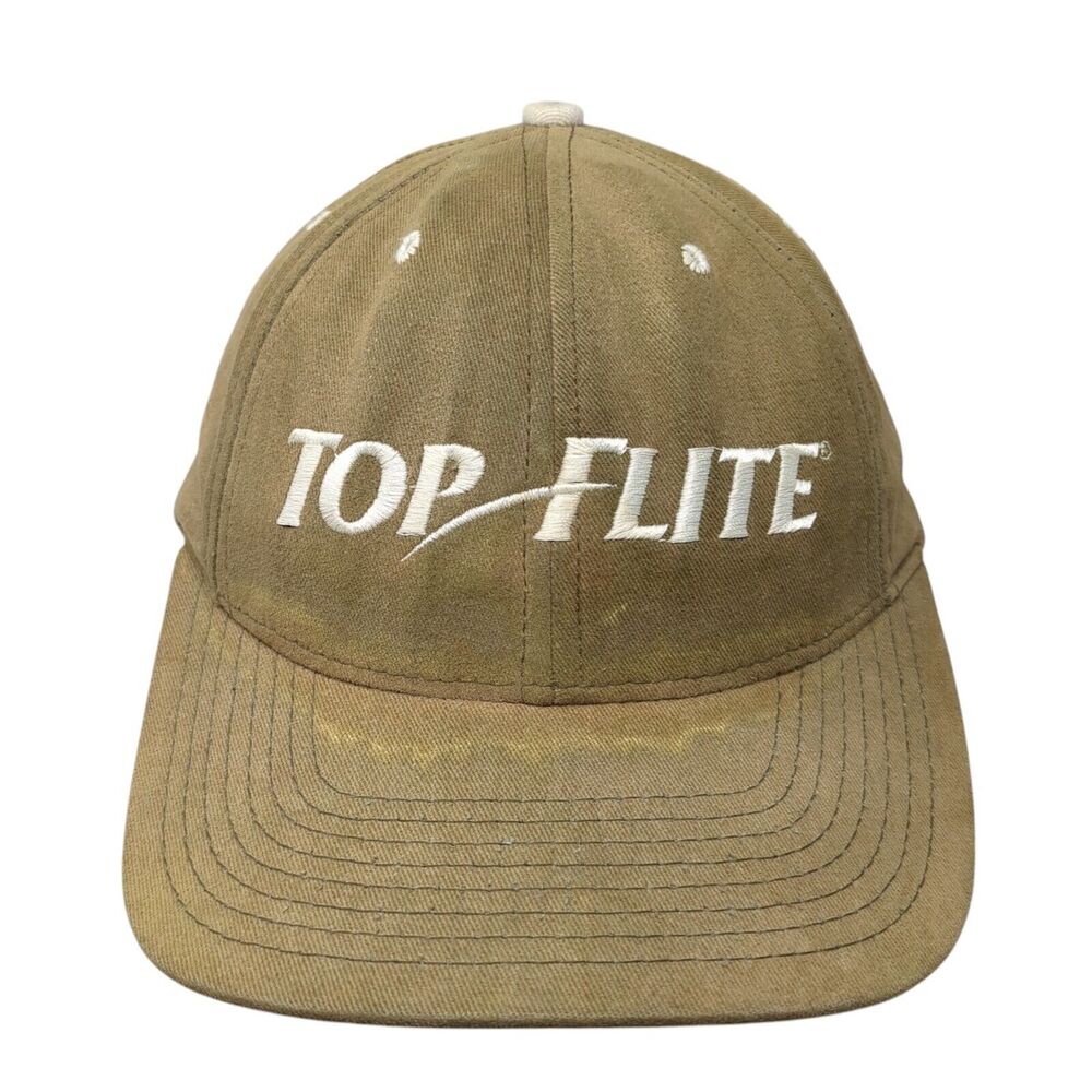 Top Flite Baseball Cap Brown One Size Adjustable Embroidered Vented Holes